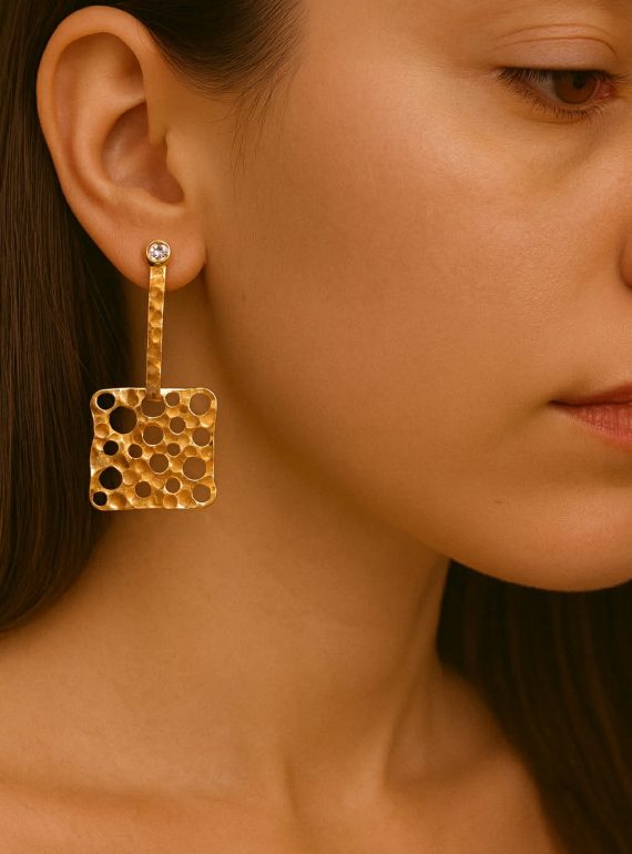 ✨ UShine.gr: Χειροποίητα σκουλαρίκια PinkGold με διάτρητο σφυρήλατο σχέδιο No 1241