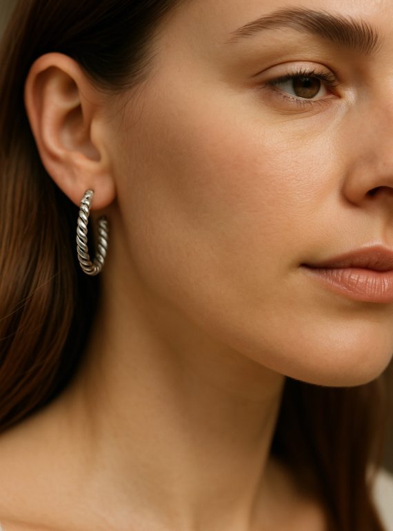 ✨ UShine.gr: Ατσάλινα στριφτά κρίκοι minimal σχεδίασης No 1246