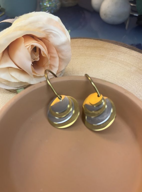 ✨ UShine.gr: Ατσάλινα σκουλαρίκια multi-layer σε χρυσό & ασημί No 1247