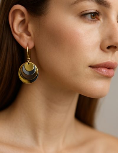 ✨ UShine.gr: Ατσάλινα σκουλαρίκια multi-layer σε χρυσό & ασημί No 1247