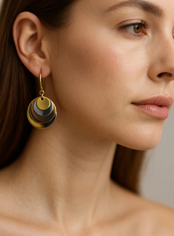 ✨ UShine.gr: Ατσάλινα σκουλαρίκια multi-layer σε χρυσό & ασημί No 1247