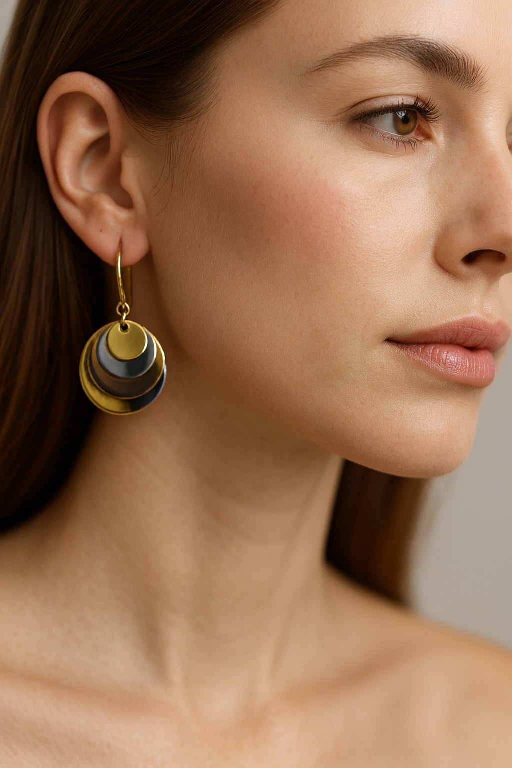 ✨ UShine.gr: Ατσάλινα σκουλαρίκια multi-layer σε χρυσό & ασημί No 1247