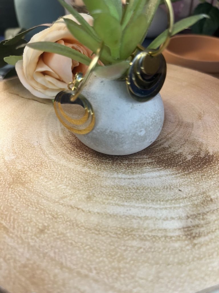 ✨ UShine.gr: Ατσάλινα σκουλαρίκια multi-layer σε χρυσό & ασημί No 1247