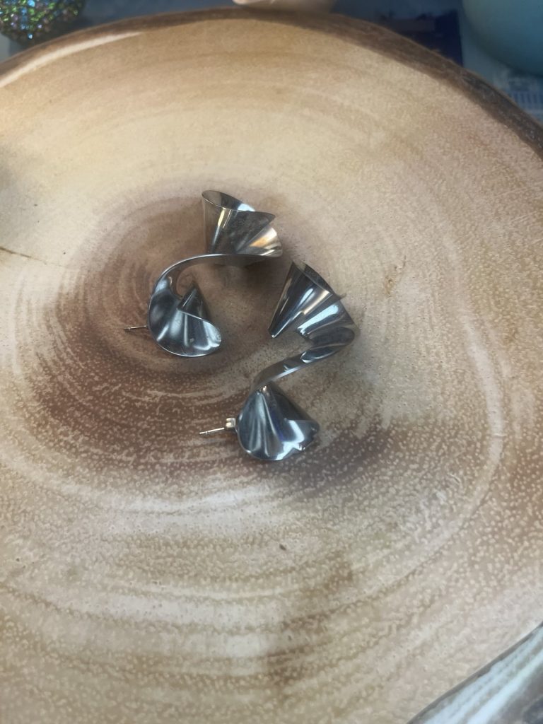 ✨ UShine.gr: Ατσάλινα σκουλαρίκια twisted spiral statement No 1249