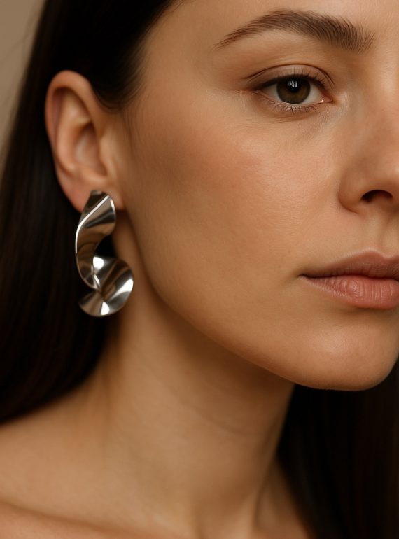 ✨ UShine.gr: Ατσάλινα σκουλαρίκια twisted spiral statement No 1249