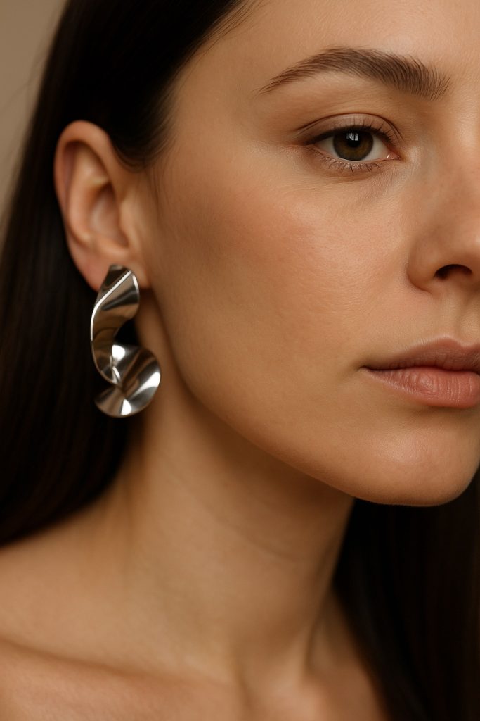 ✨ UShine.gr: Ατσάλινα σκουλαρίκια twisted spiral statement No 1249