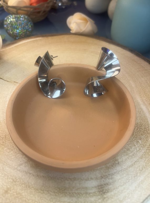 ✨ UShine.gr: Ατσάλινα σκουλαρίκια twisted spiral statement No 1249