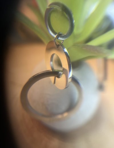 ✨ UShine.gr: Ατσάλινα σκουλαρίκια με τριπλό γεωμετρικό κύκλο No 1257