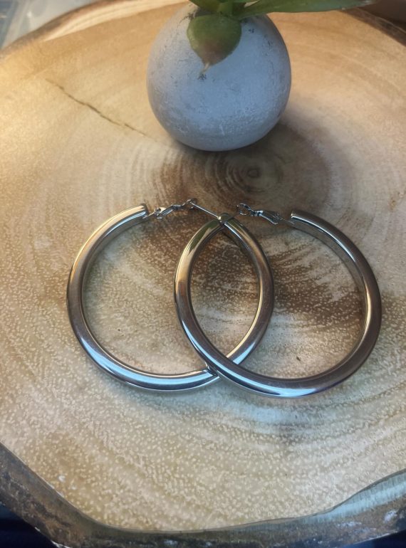 ✨ UShine.gr: Ατσάλινοι chunky κρίκοι σε καθρέφτη γυαλιστερό φινίρισμα No 1258