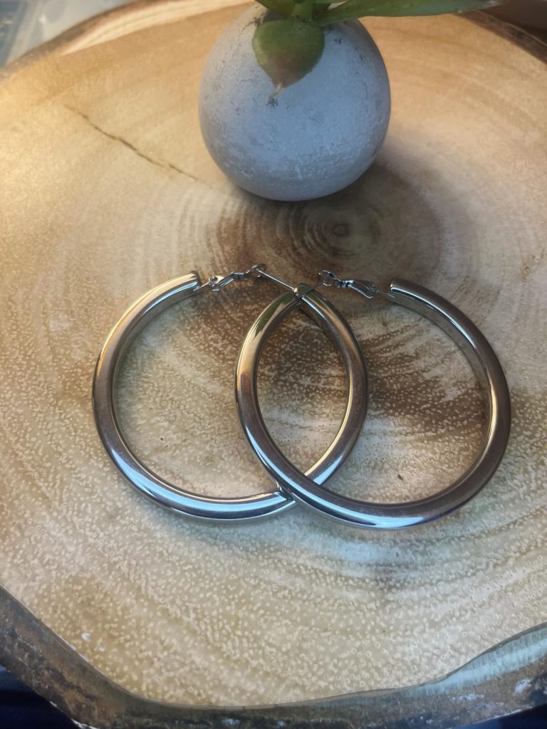 ✨ UShine.gr: Ατσάλινοι chunky κρίκοι σε καθρέφτη γυαλιστερό φινίρισμα No 1258