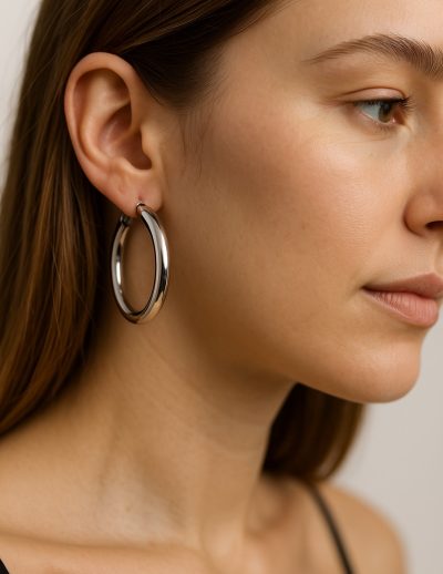 ✨ UShine.gr: Ατσάλινοι chunky κρίκοι σε καθρέφτη γυαλιστερό φινίρισμα No 1258