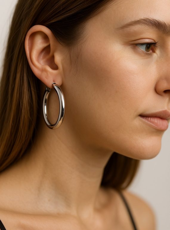 ✨ UShine.gr: Ατσάλινοι chunky κρίκοι σε καθρέφτη γυαλιστερό φινίρισμα No 1258