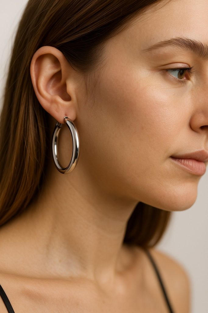 ✨ UShine.gr: Ατσάλινοι chunky κρίκοι σε καθρέφτη γυαλιστερό φινίρισμα No 1258