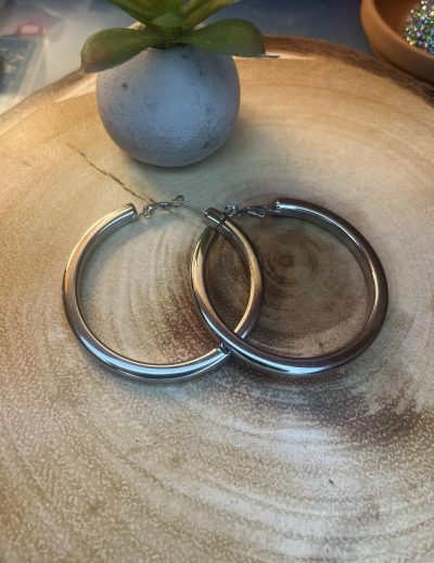 ✨ UShine.gr: Ατσάλινοι chunky κρίκοι σε καθρέφτη γυαλιστερό φινίρισμα No 1258