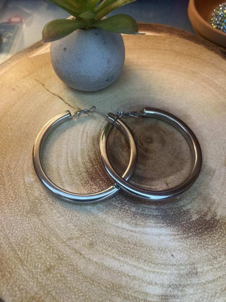 ✨ UShine.gr: Ατσάλινοι chunky κρίκοι σε καθρέφτη γυαλιστερό φινίρισμα No 1258