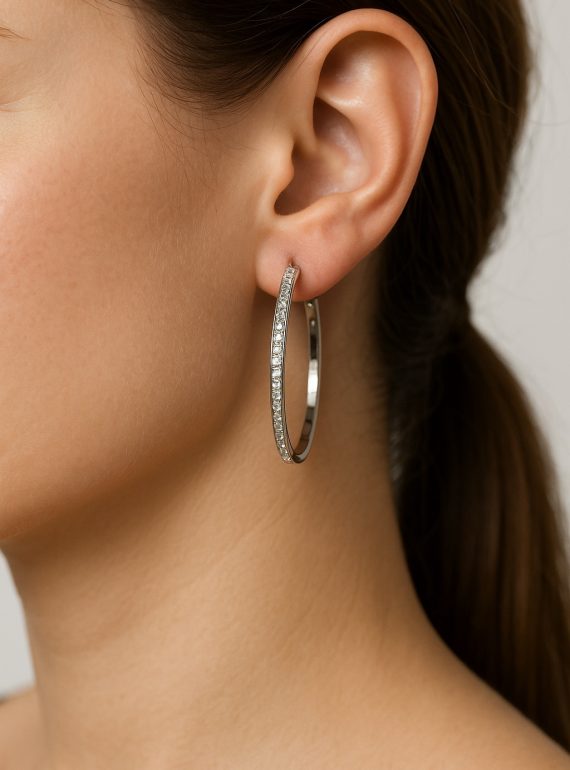 ✨ UShine.gr: Ατσάλινοι κρίκοι με λαμπερές στρας λεπτομέρειες No 1259