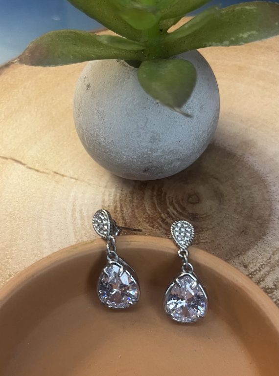 ✨ UShine.gr: Ατσάλινα σκουλαρίκια με δάκρυ κρυστάλλου & στρας No 1260