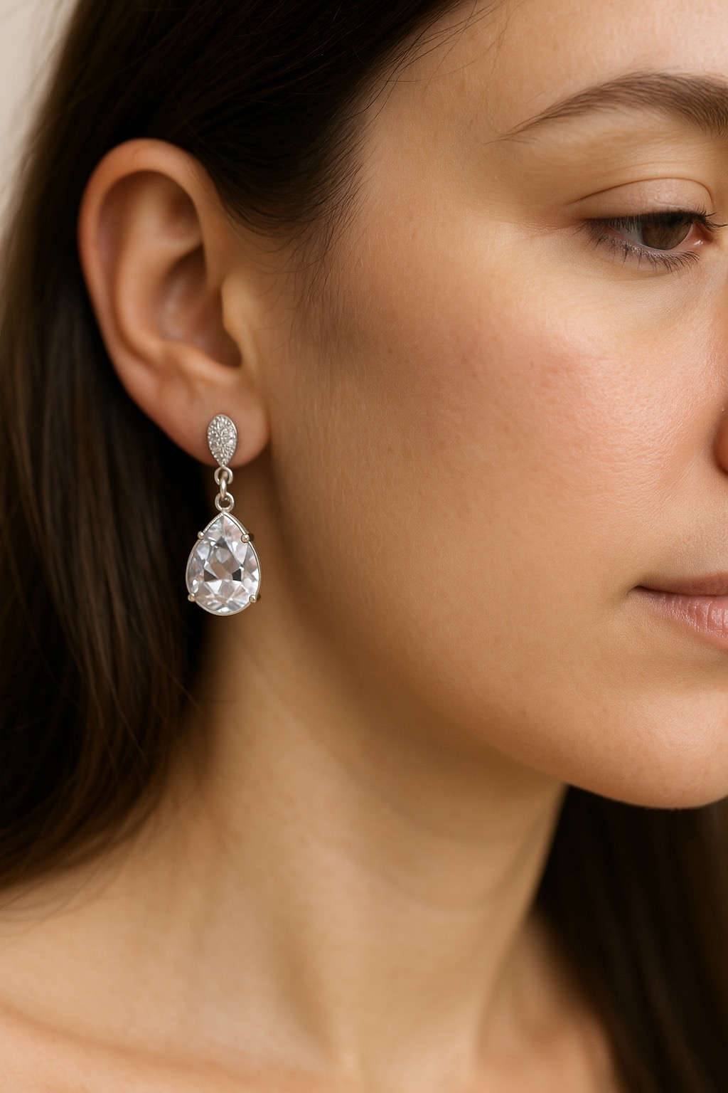 ✨ UShine.gr: Ατσάλινα σκουλαρίκια με δάκρυ κρυστάλλου & στρας No 1260