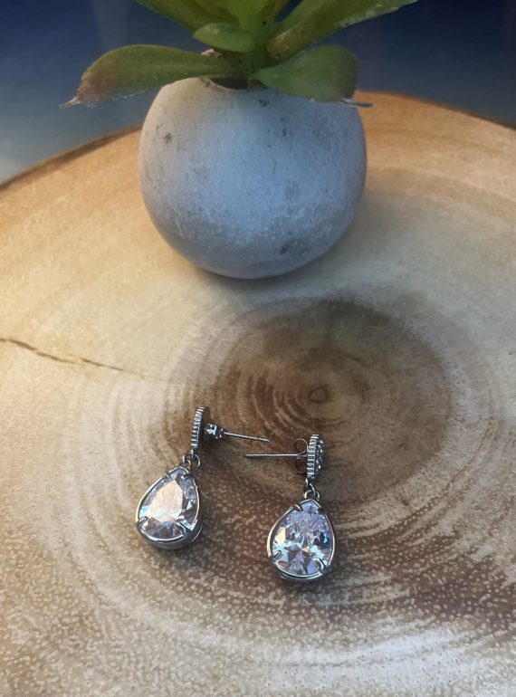 ✨ UShine.gr: Ατσάλινα σκουλαρίκια με δάκρυ κρυστάλλου & στρας No 1260