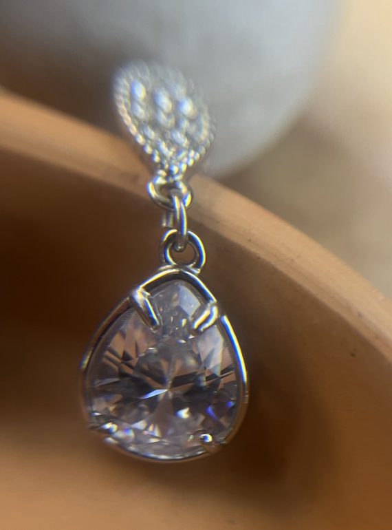 ✨ UShine.gr: Ατσάλινα σκουλαρίκια με δάκρυ κρυστάλλου & στρας No 1260