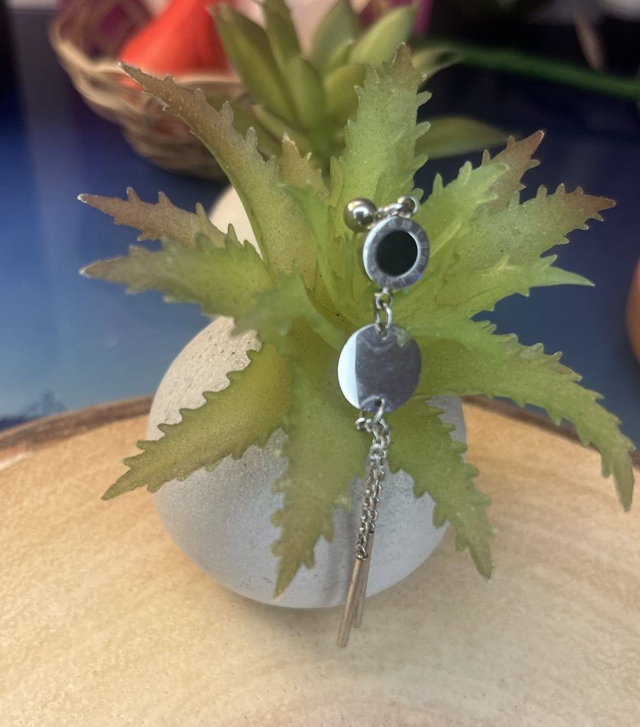 ✨ UShine.gr: Ατσάλινα μακριά σκουλαρίκια με μαύρη λεπτομέρεια & κρεμαστές αλυσίδες No 1264