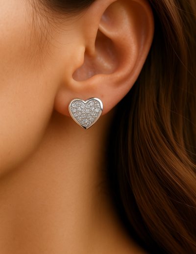 ✨ UShine.gr: Ασημένια καρδιά με pavé λάμψη No 1273