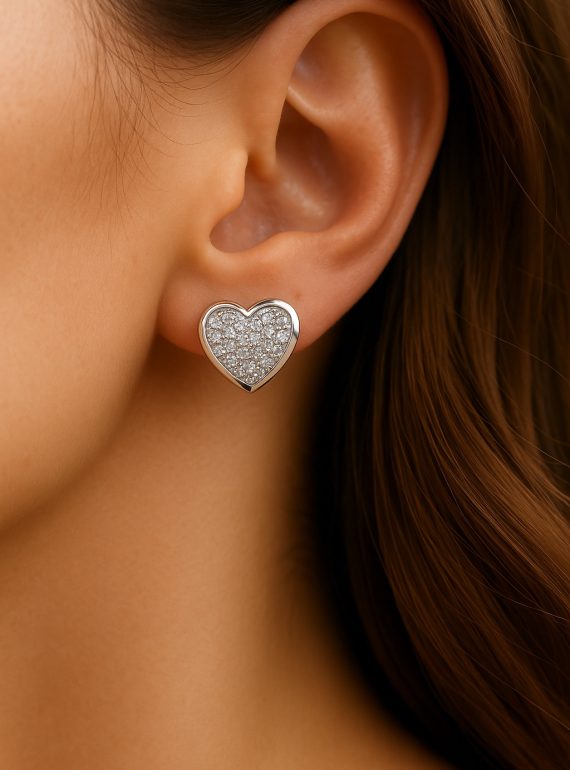 ✨ UShine.gr: Ασημένια καρδιά με pavé λάμψη No 1273