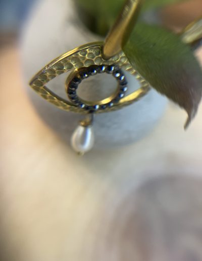 ✨ UShine.gr: Χειροποίητα σκουλαρίκια μάτι με μαργαριτάρι No 1275