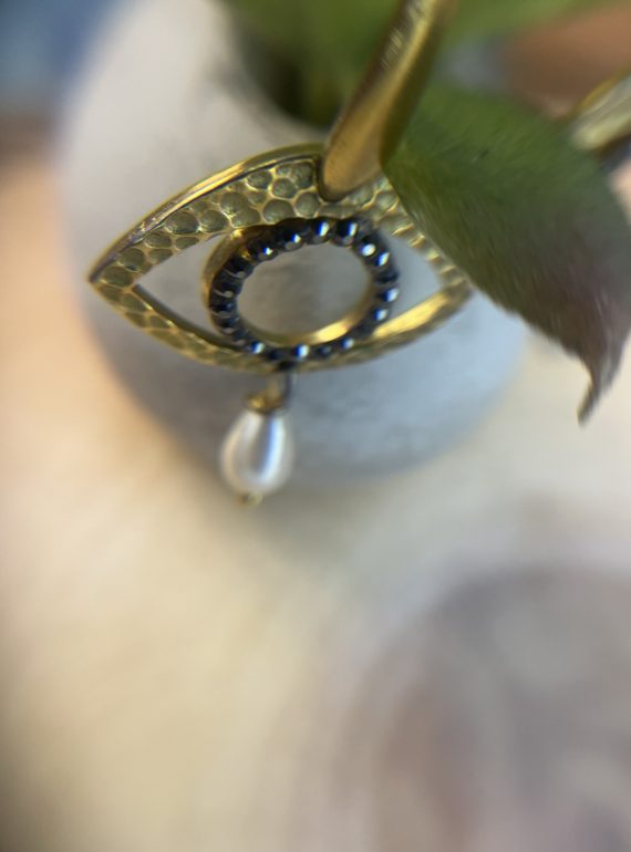 ✨ UShine.gr: Χειροποίητα σκουλαρίκια μάτι με μαργαριτάρι No 1275