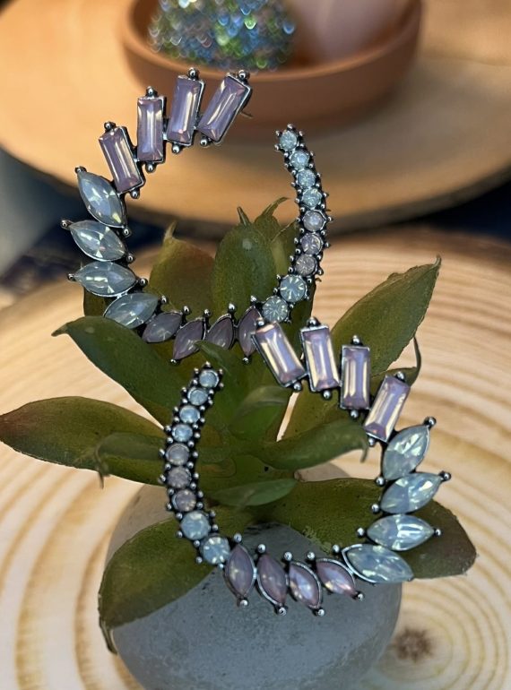 ✨ UShine.gr: Χειροποίητοι κρίκοι με ροζ & ιριδίζουσες πέτρες No 1276