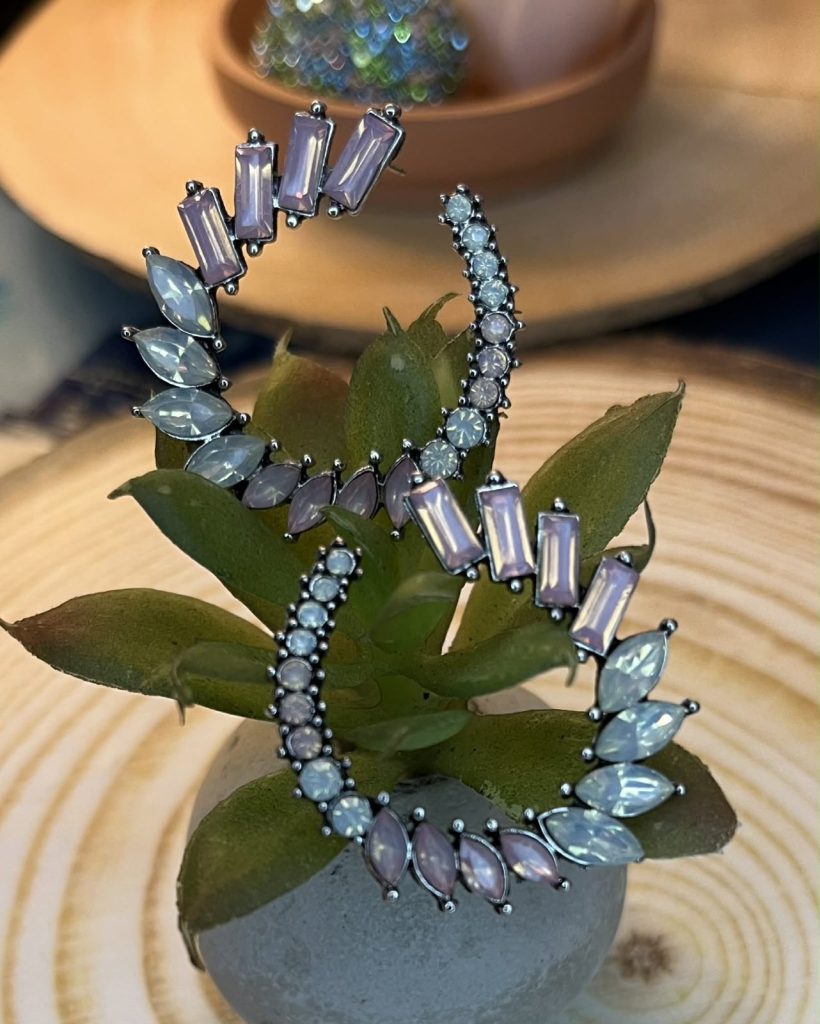 ✨ UShine.gr: Χειροποίητοι κρίκοι με ροζ & ιριδίζουσες πέτρες No 1276