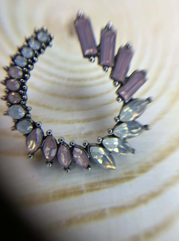 ✨ UShine.gr: Χειροποίητοι κρίκοι με ροζ & ιριδίζουσες πέτρες No 1276