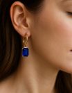✨ UShine.gr: Χρυσά κρεμαστά σκουλαρίκια με μπλε πέτρα No 1280