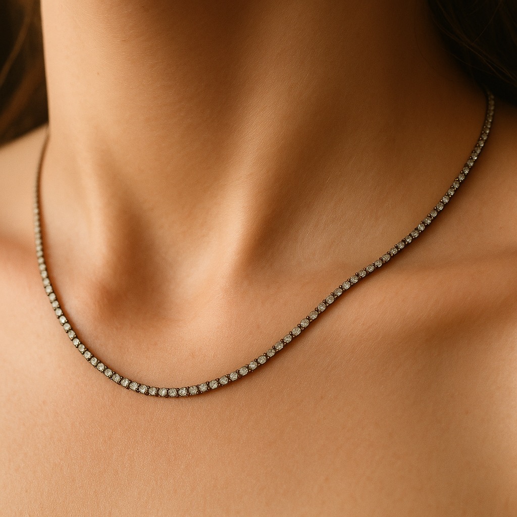 ✨ UShine.gr: Κολιέ tennis με διάφανα ζιργκόν No 1283