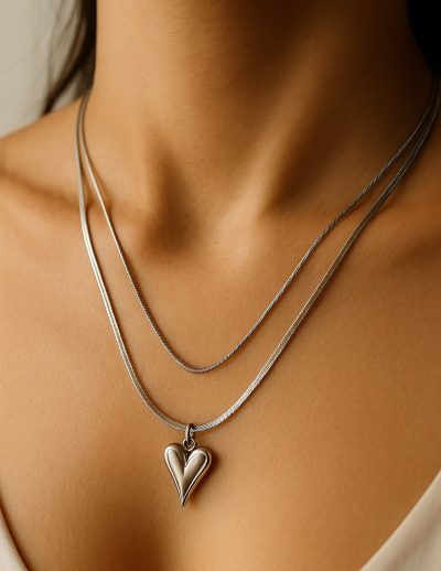 ✨ UShine.gr: Κολιέ διπλής σειράς με καρδιά No 1284