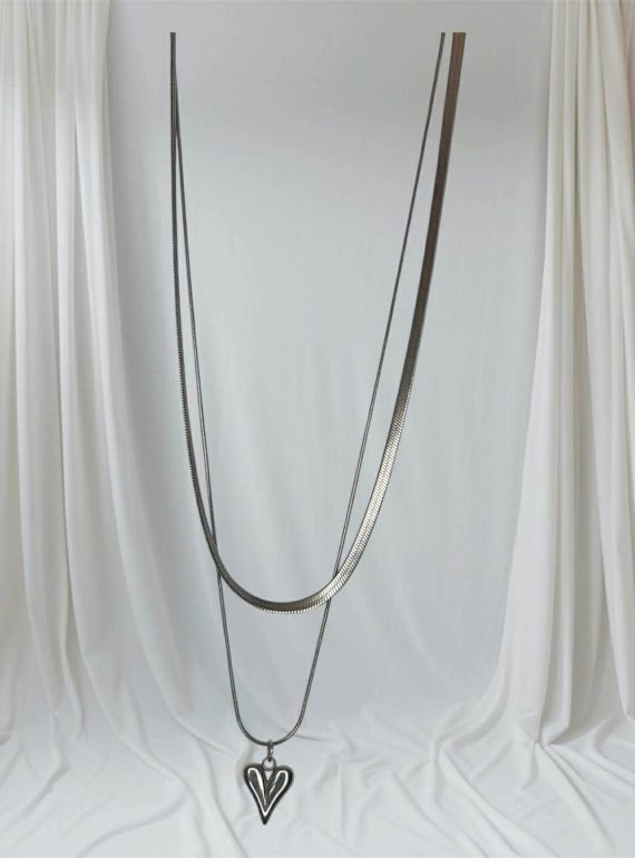 ✨ UShine.gr: Κολιέ διπλής σειράς με καρδιά No 1284