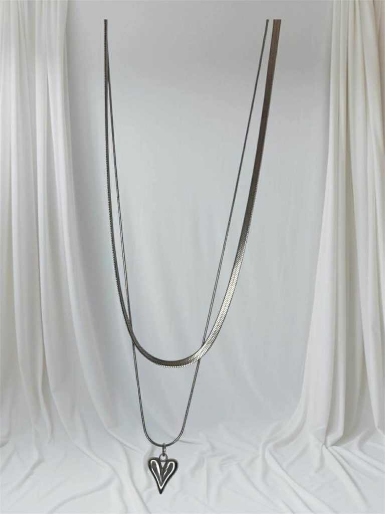 ✨ UShine.gr: Κολιέ διπλής σειράς με καρδιά No 1284