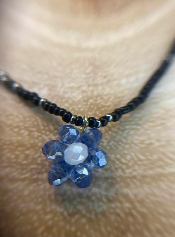 ✨ UShine.gr: Χειροποίητο κολιέ με μπλε λουλούδι No 1285