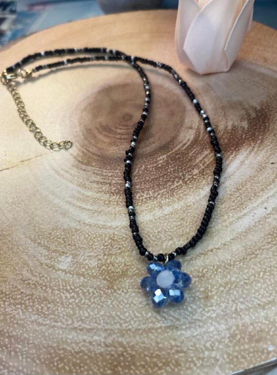 ✨ UShine.gr: Χειροποίητο κολιέ με μπλε λουλούδι No 1285