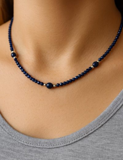 ✨ UShine.gr: Ατσάλινο κολιέ με ημιπολύτιμες χάντρες No 1286