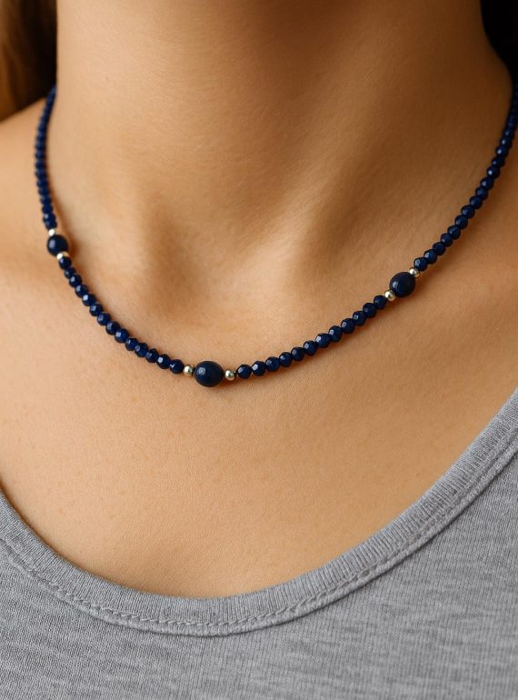 ✨ UShine.gr: Ατσάλινο κολιέ με ημιπολύτιμες χάντρες No 1286