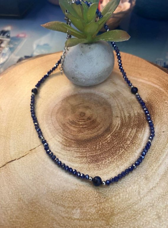 ✨ UShine.gr: Ατσάλινο κολιέ με ημιπολύτιμες χάντρες No 1286