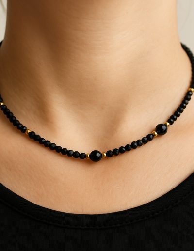 ✨ UShine.gr: Ατσάλινο κολιέ με ημιπολύτιμες χάντρες No 1286