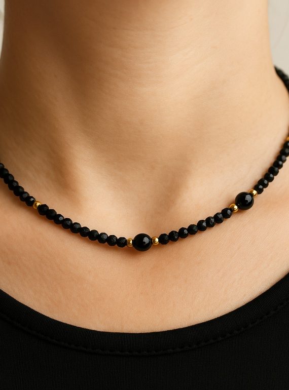 ✨ UShine.gr: Ατσάλινο κολιέ με ημιπολύτιμες χάντρες No 1286