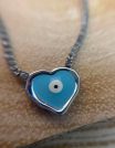 ✨ UShine.gr: Ατσάλινο κολιέ με ματάκι σε γαλάζια καρδιά No 1288