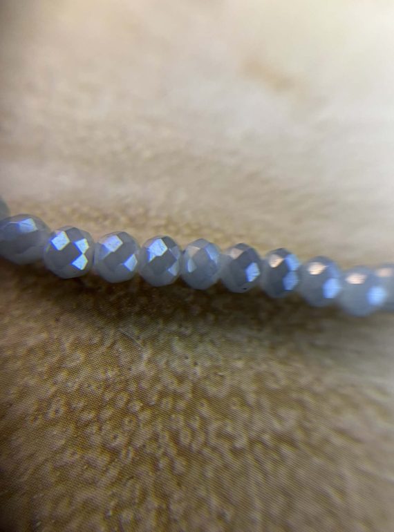 ✨ UShine.gr: Ατσάλινο κολιέ με γκρι-μπλε κρυστάλλινες χάντρες No 1290