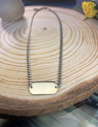 ✨ UShine.gr: Ατσάλινο κολιέ με ορθογώνια ταυτότητα σε minimal γραμμή No 1291