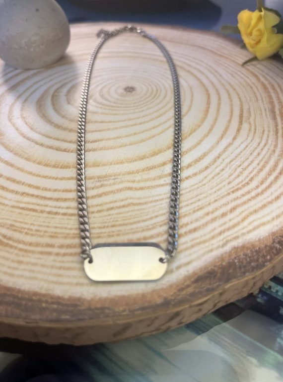 ✨ UShine.gr: Ατσάλινο κολιέ με ορθογώνια ταυτότητα σε minimal γραμμή No 1291