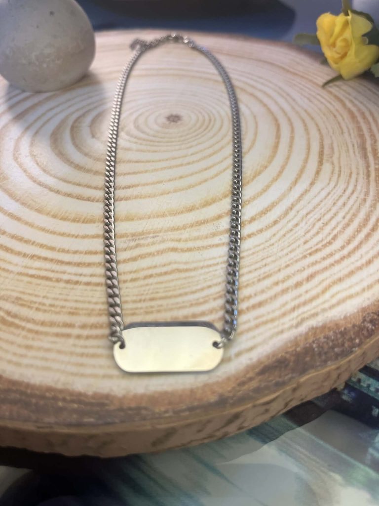 ✨ UShine.gr: Ατσάλινο κολιέ με ορθογώνια ταυτότητα σε minimal γραμμή No 1291