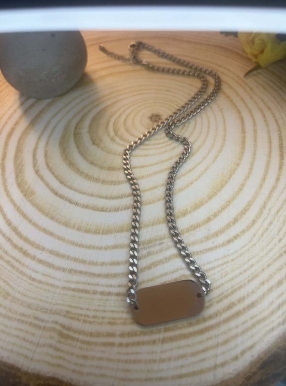 ✨ UShine.gr: Ατσάλινο κολιέ με ορθογώνια ταυτότητα σε minimal γραμμή No 1291